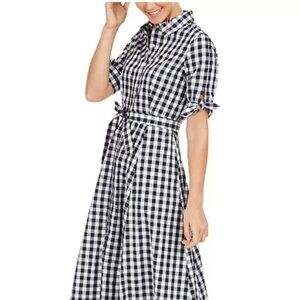 Calvin Klein Cotton Gingham Midi Dress | Size 12